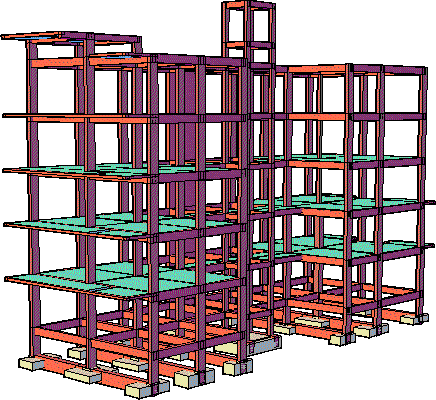 Estructura de hormigon de edificio en 3d